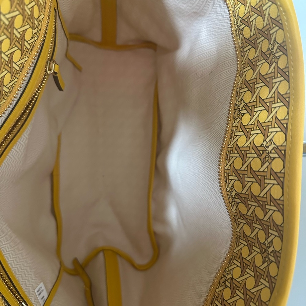 Tory Burch Yellow and Brown Patterned Tote - Picture 3 of 6